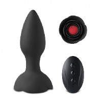 Anal Plug with Rose Base Vibrating 10-Speed Remote Control Silicone Black